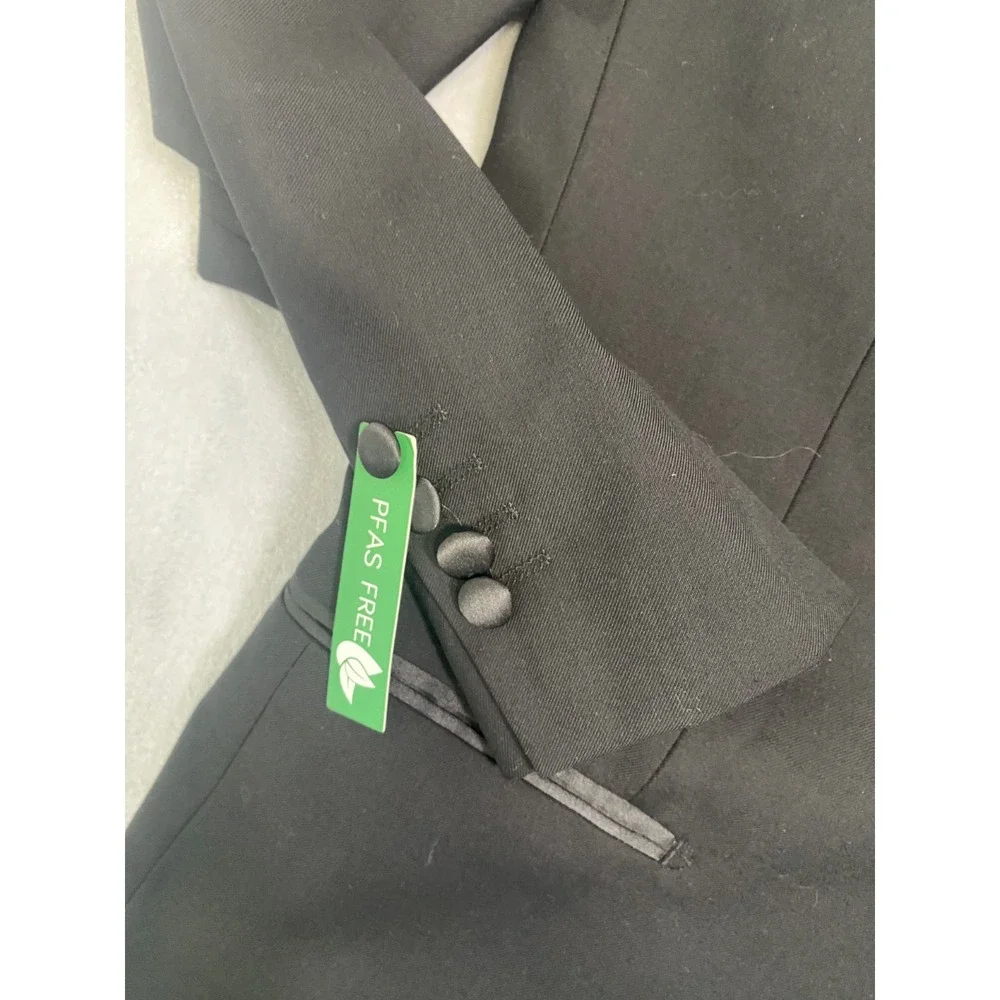 Gino Vitale Tuxedo Jacket Mens 44L Black Slim Fit Business Satin‎ Shawl Lapel
